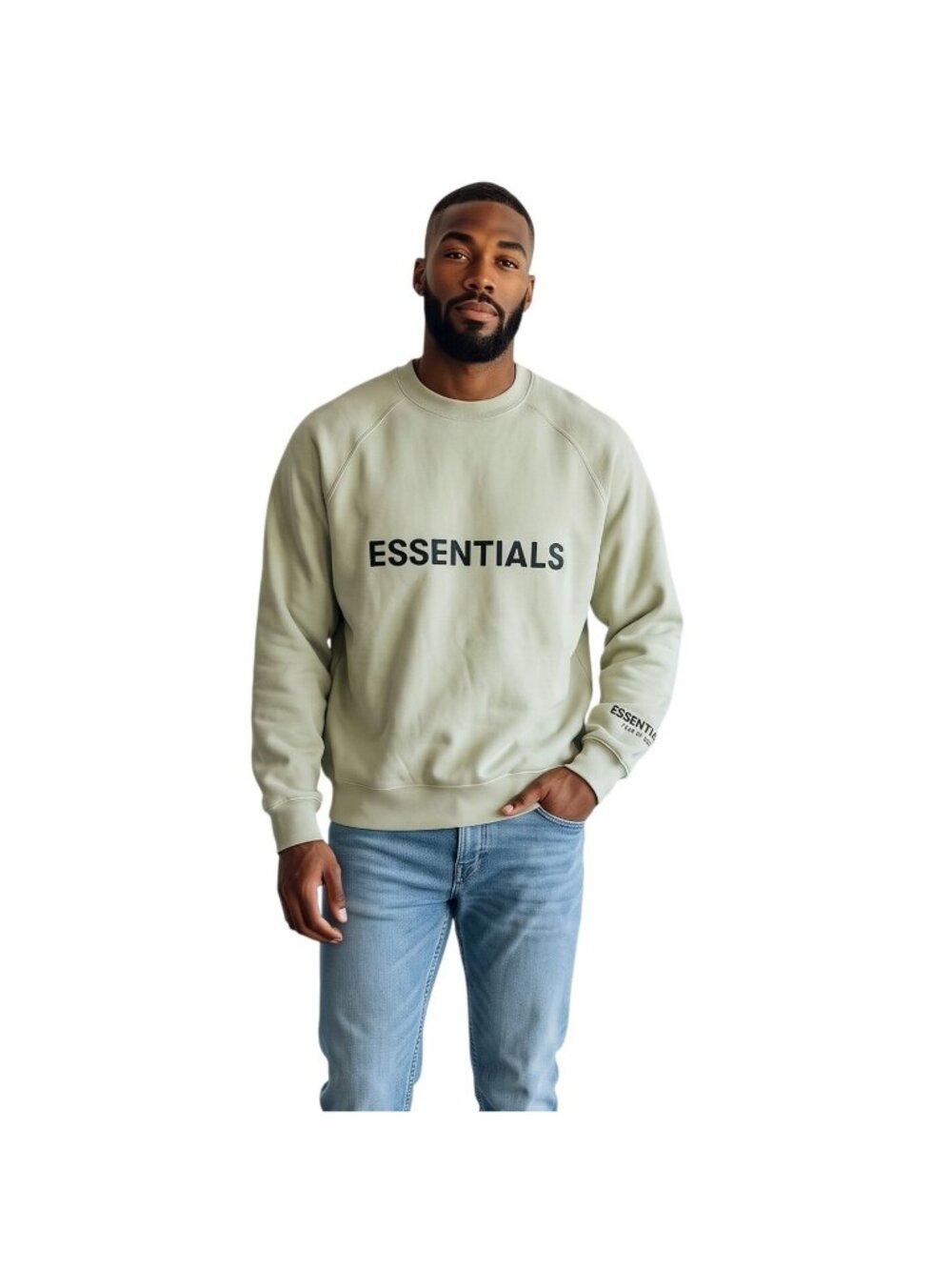 Fear of God Essentials Sweatshirt Mens S Sage Green Logo Crewneck Fleece